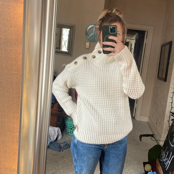 Ann Taylor The Weekend Chunky Knit Pop Over Turtleneck Sweater - Picture 1 of 10